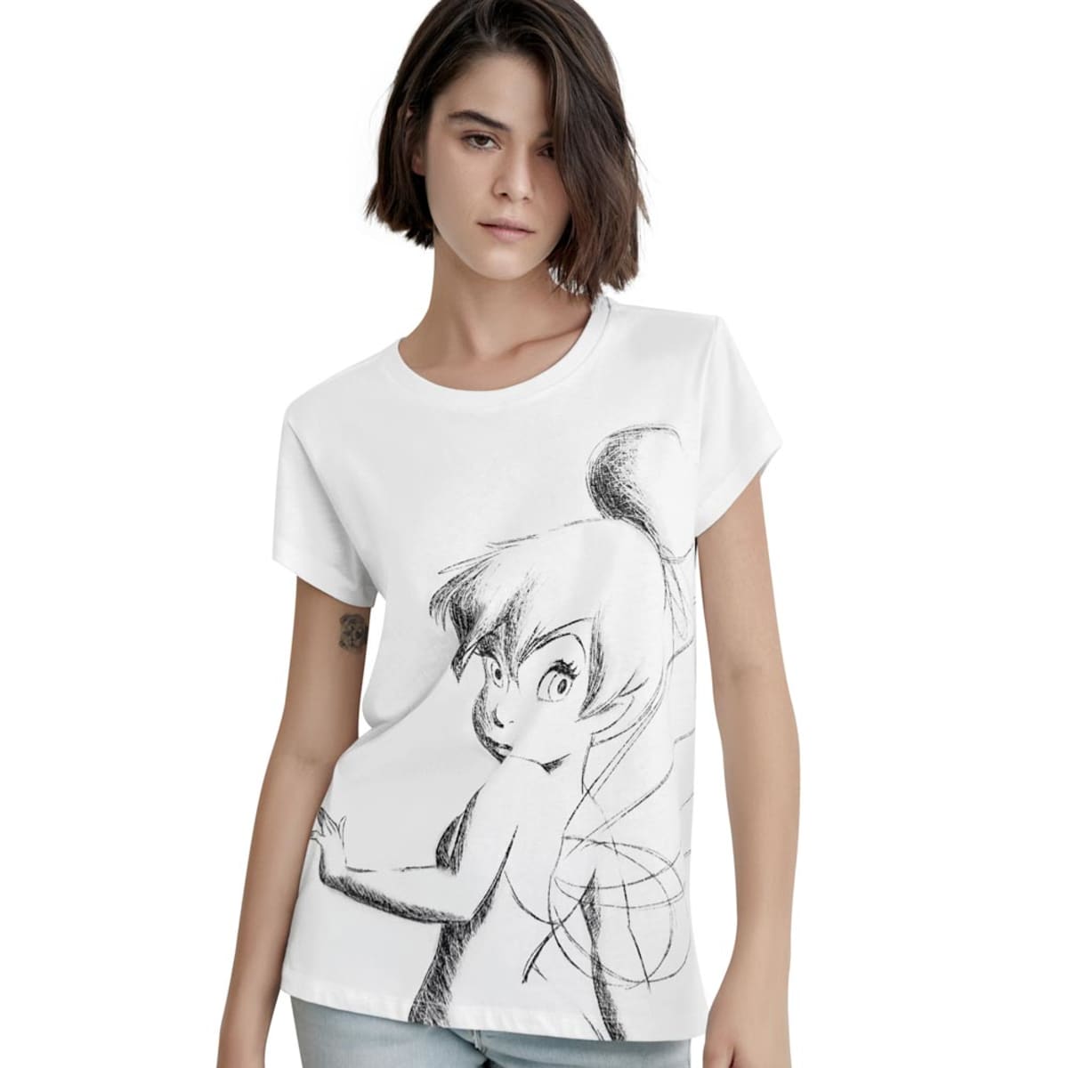 Playera para niña, de Disney, color blanco, con Tinker Bell (Campanita), mod. 1010545
