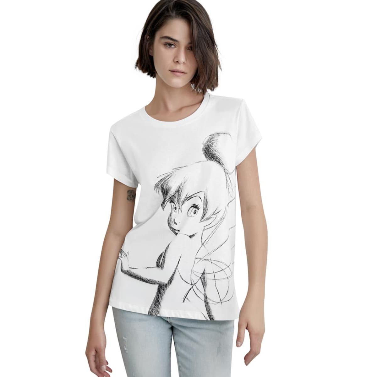 Playera para niña, de Disney, color blanco, con Tinker Bell (Campanita), mod. 1010545