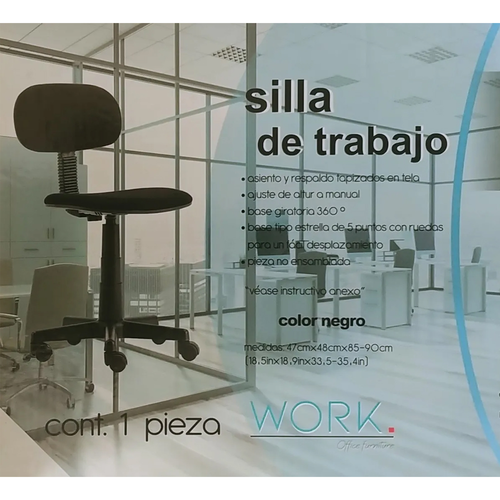 Kit paquete mesa multinivel oficina y silla secretarial ajuste manual tela Negro