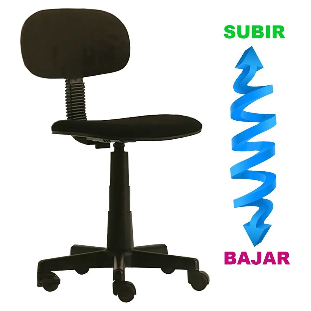 Kit paquete mesa multinivel oficina y silla secretarial ajuste manual tela Negro