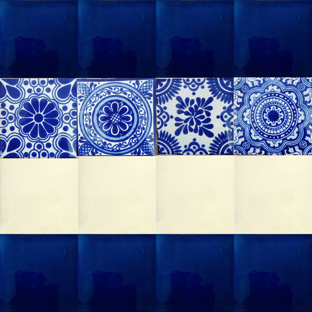 AZULEJOS DECORADO DE TALAVERA VIBRALTA CAJA 90 PZAS 10X10CM DOLORES HIDALGO