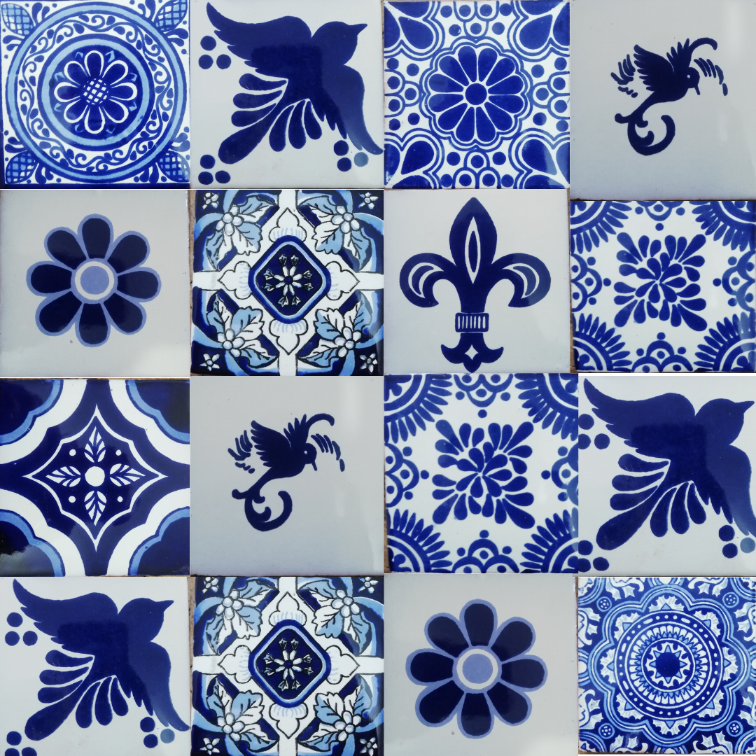AZULEJOS DECORADO DE TALAVERA VIBRALTA CAJA 90 PZAS 10X10CM DOLORES HIDALGO