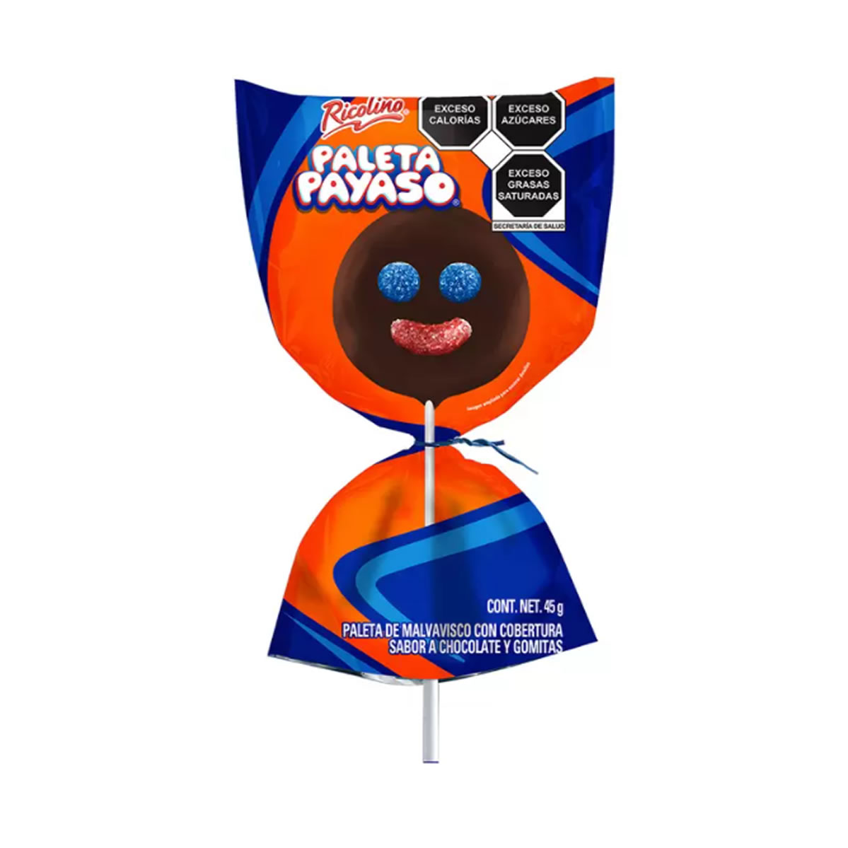Ricolino Paleta Payaso de Malvavisco Cubierto con Chocolate y Gomitas 24 pzas
