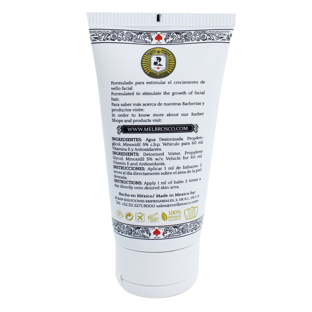 MEL BROS CO. - Moustache and Beard, Gowing Balm - Bálsamo para Crecimiento de Barba y Bigote TD 2 oz (Gel)