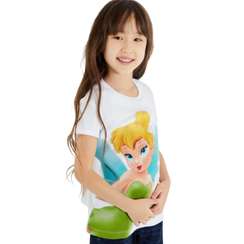 Playera para niña, de Disney, color blanco, con Tinker Bell (Campanita), mod. 1010550