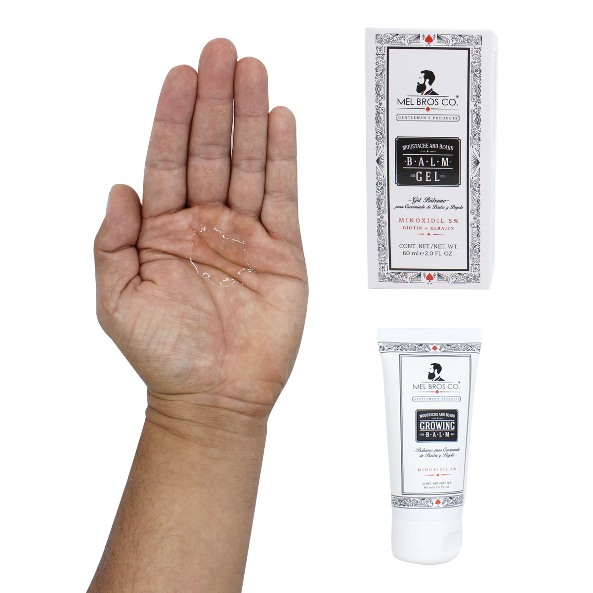 MEL BROS CO. - Moustache and Beard, Gowing Balm - Bálsamo para Crecimiento de Barba y Bigote TD 2 oz (Gel)
