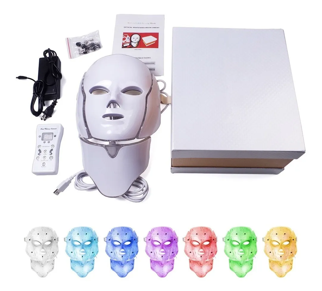 Máscara De Terapia Facial Con Luz Led De 7 Colores