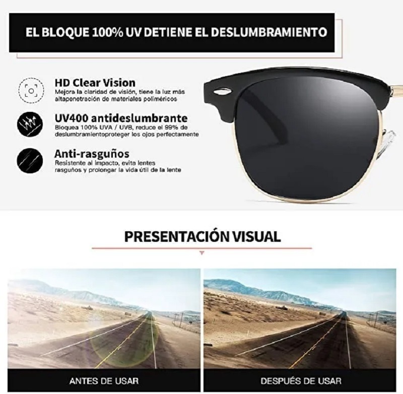 Gafas De Sol Polarizadas Semi Sin Montura Mujeres