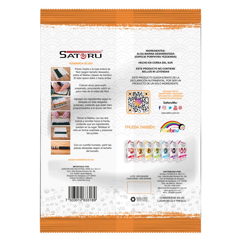 Alga Nori 10 Hojas SATORU