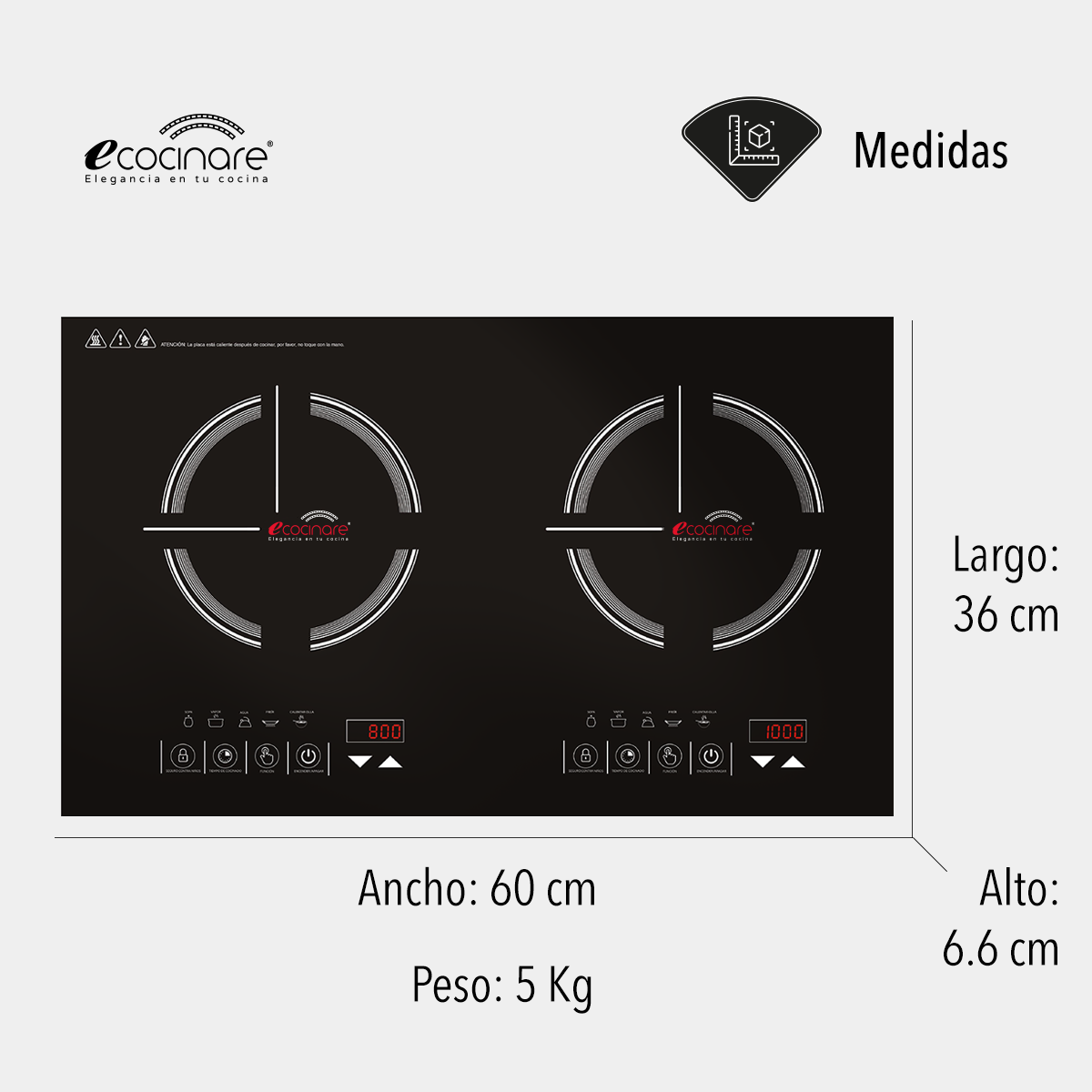 Parrilla Inducción Eléctrica Empotrable Ecocinare Touch