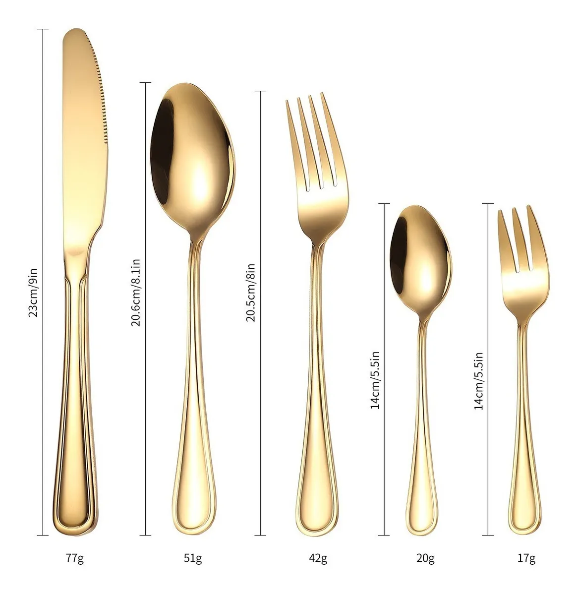 20 Piezas De Acero Inoxidable Vajilla Cuchillo Cuchara Tenedor
