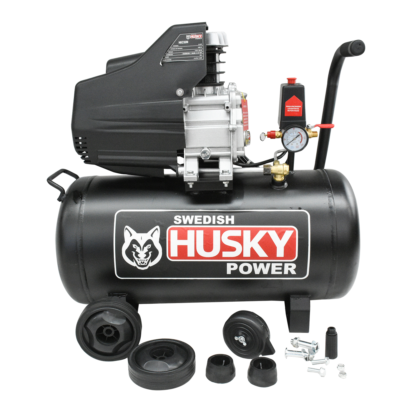 COMPRESOR DE AIRE SWEDISH HUSKY POWER 50 LITROS 3.5 HP NEGRO - HKC50N