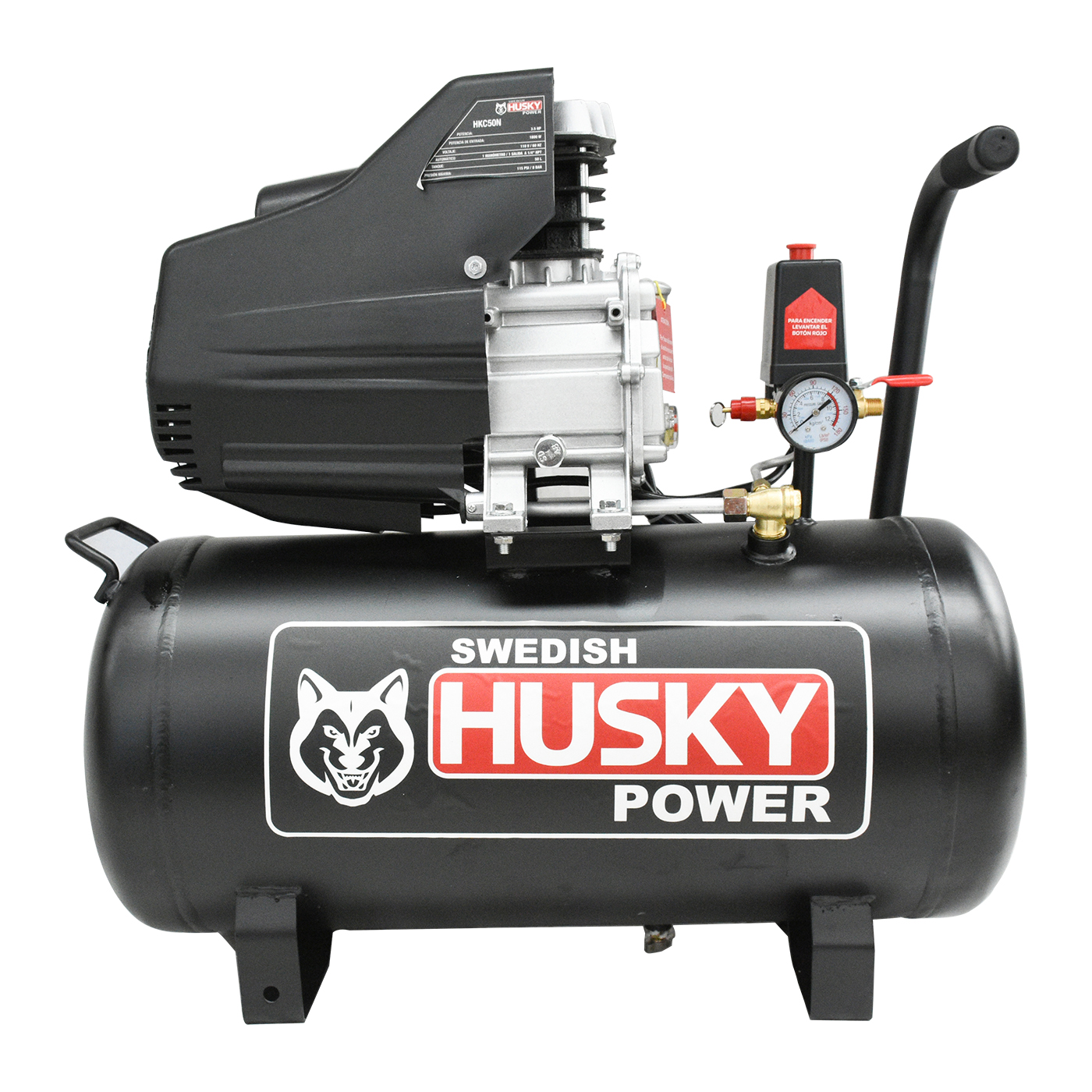 COMPRESOR DE AIRE SWEDISH HUSKY POWER 50 LITROS 3.5 HP NEGRO - HKC50N