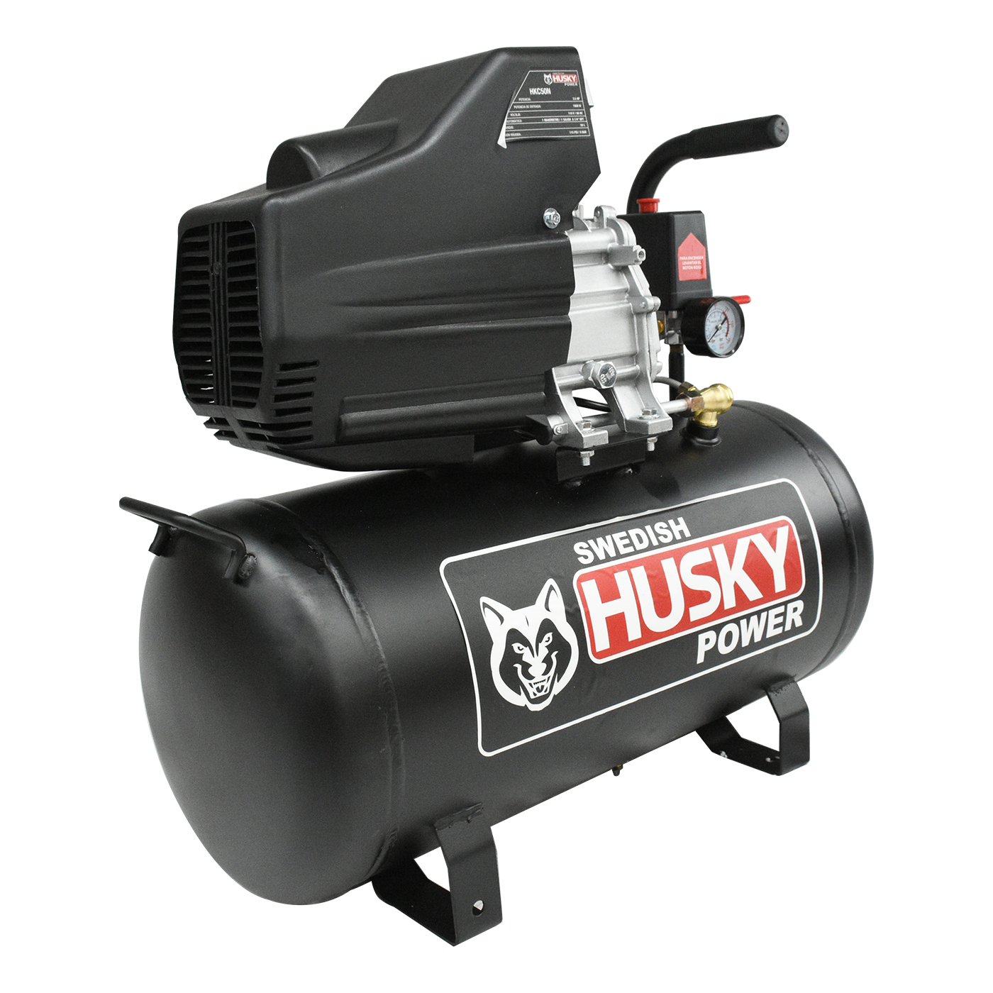 COMPRESOR DE AIRE SWEDISH HUSKY POWER 50 LITROS 3.5 HP NEGRO - HKC50N