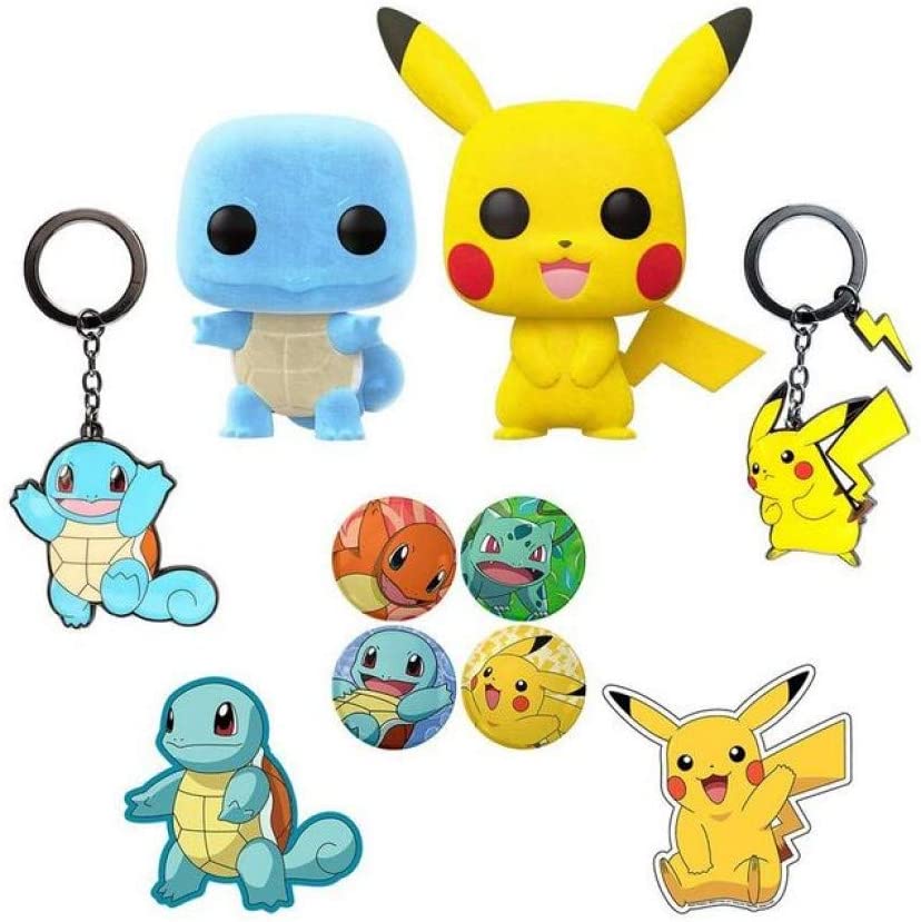 POP! Funko Box Pokemon Flocked Pikachu 353 y Flocked Squirtle 504
