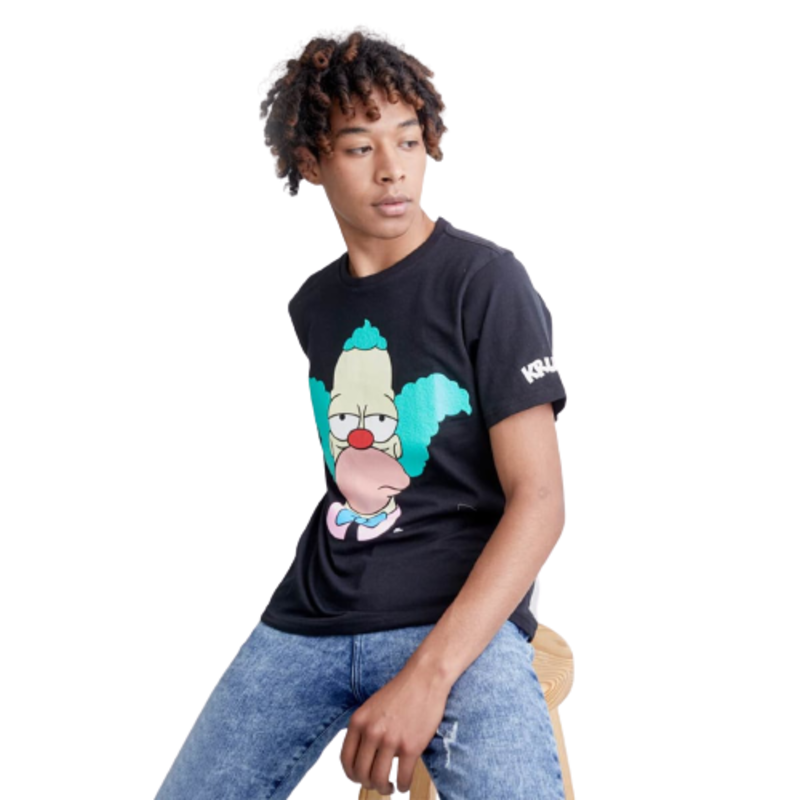 Playera para hombre de los Simpson, con Krusty el Payaso, color negro, mod. 1011844