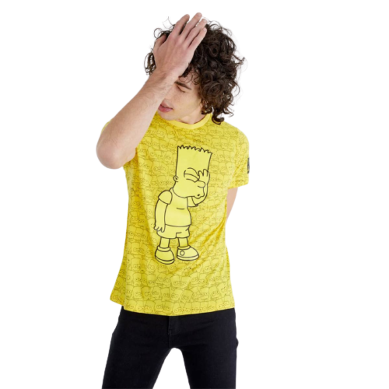 Playera para hombre de los Simpson, con múltiples impresiones de Bart Simpson, color amarillo, mod. 1011845