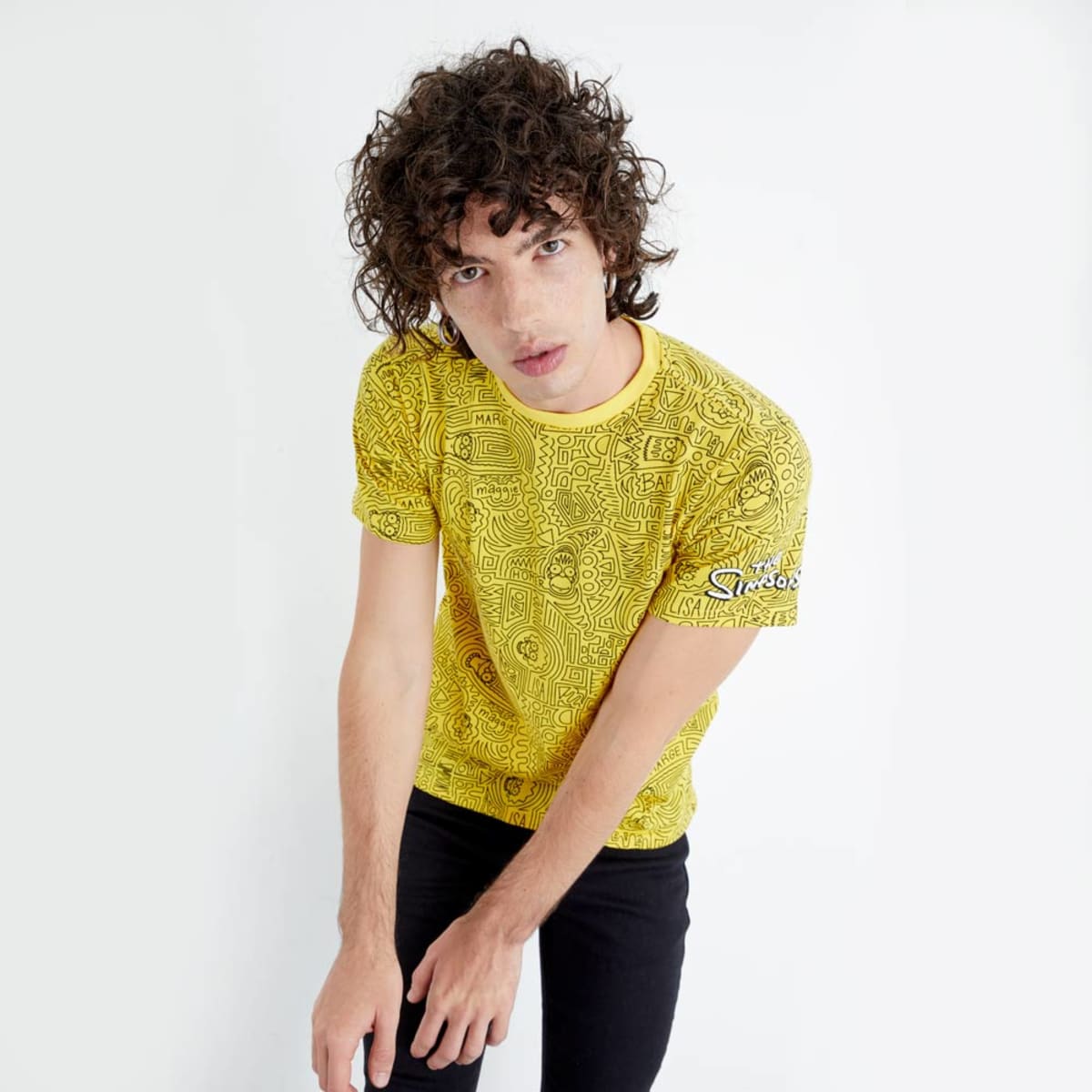 Playera para hombre de los Simpson, con múltiples impresiones de Bart Simpson, color amarillo, mod. 1011845