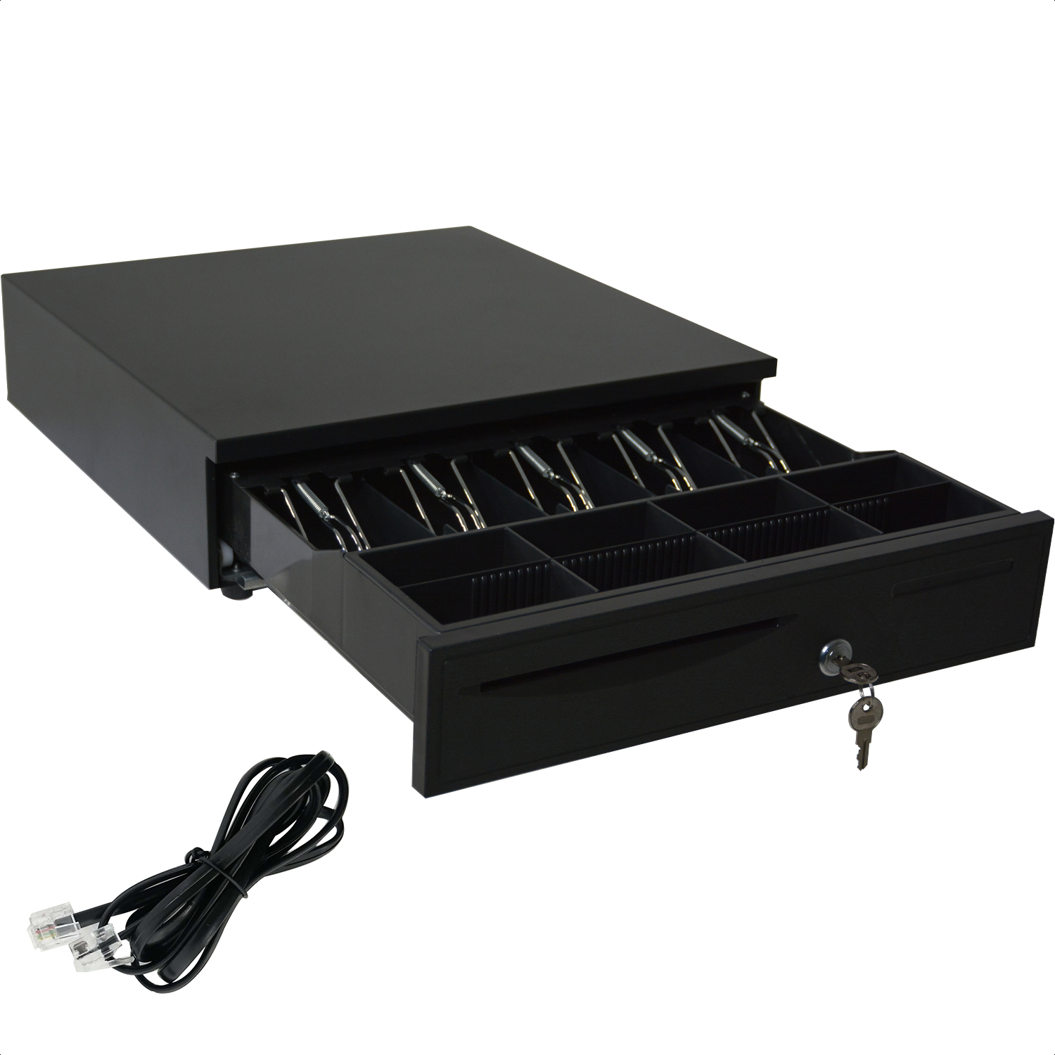 Cajon Dinero 5 Billetes 8 Monedas Caja Seguridad Separadores Cable Rj11