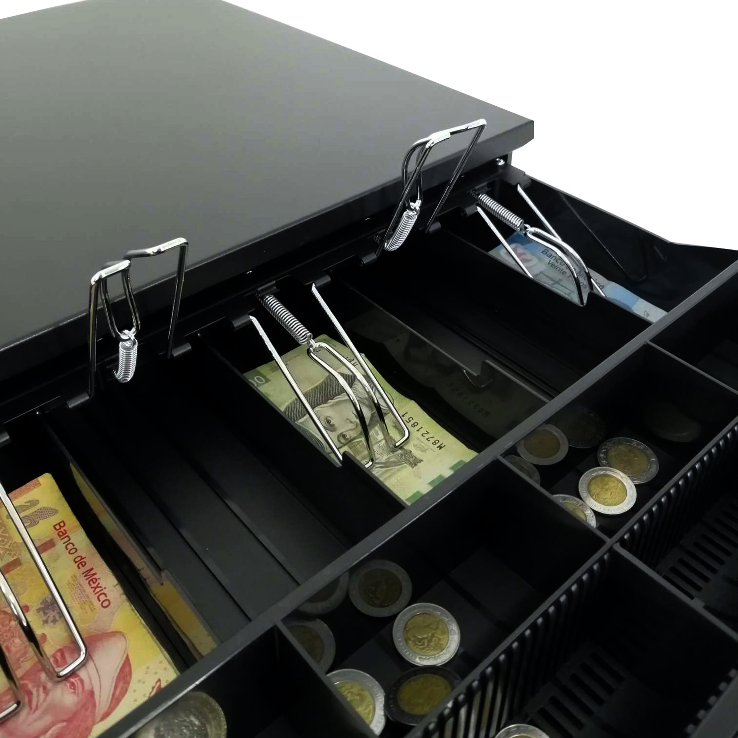 Cajon Dinero 5 Billetes 8 Monedas Caja Seguridad Separadores Cable Rj11