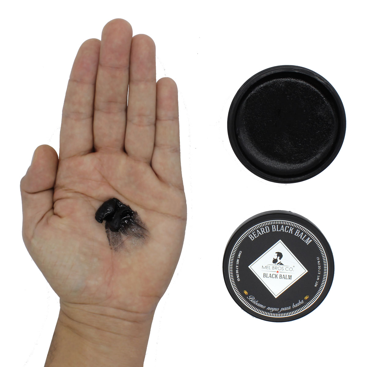MEL BROS CO. - Beard Black Balm - Bálsamo negro para Teñir Barba y Bigote 2.7. Cubre canas, lavable, engrosa barba, fórmula europea.