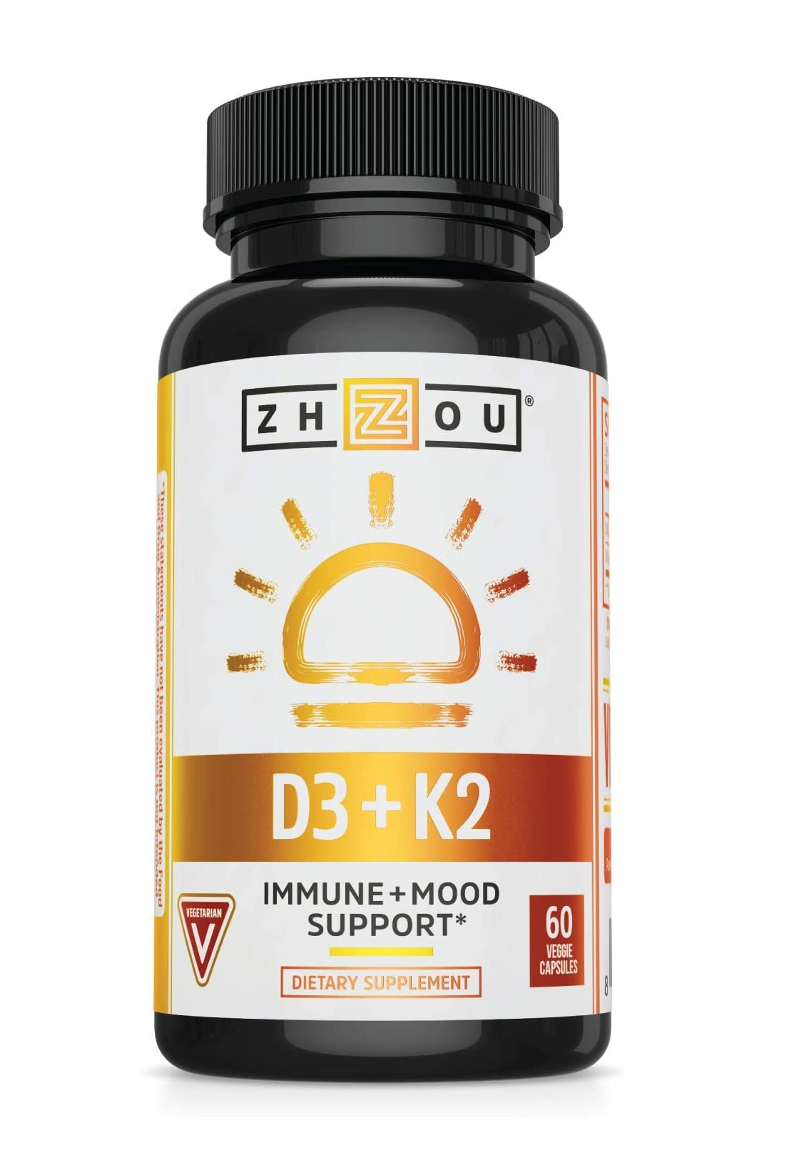 Vitamina D3 y 90 microgramos de vitamina K2 60 cápsulas vegetales 2.08 Onzas