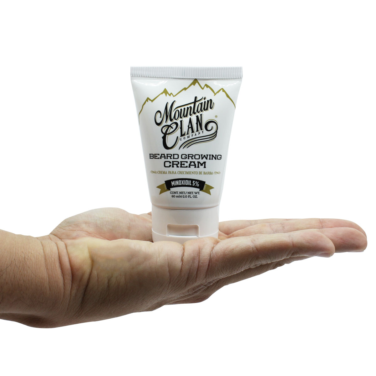 MOUNTAIN CLAN CO - Crema para Crecimiento de Barba y Bigote al 5% +Biotina (2 oz/ 60ml) Estimula el crecimiento, Barba más densa, saludable y atractiva.