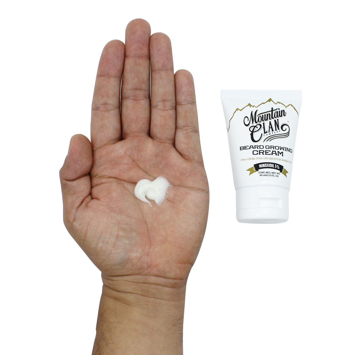 MOUNTAIN CLAN CO - Crema para Crecimiento de Barba y Bigote al 5% +Biotina (2 oz/ 60ml) Estimula el crecimiento, Barba más densa, saludable y atractiva.