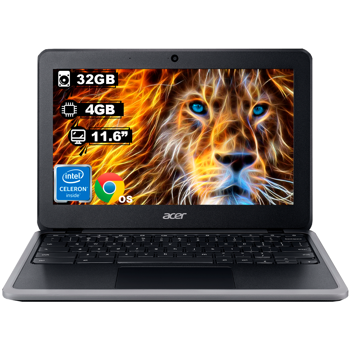 Laptop Acer Chromebook 311 C733-C2DS Intel Celeron 11.6" Ram 4GB Ram Disco Duro 32GB Chrome Os color Negro