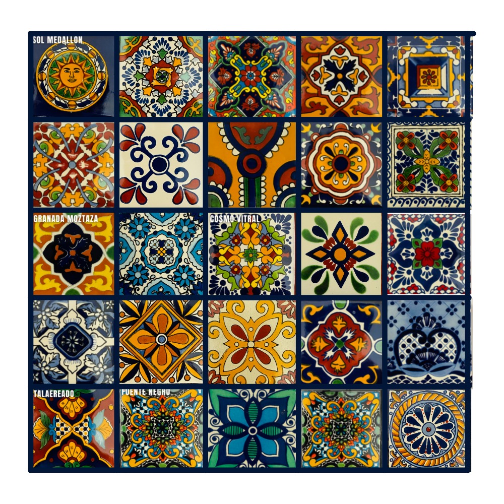 AZULEJOS DECORADO DE TALAVERA VIBRALTA  CAJA 90 PZAS 10X10CM DOLORES HIDALGO