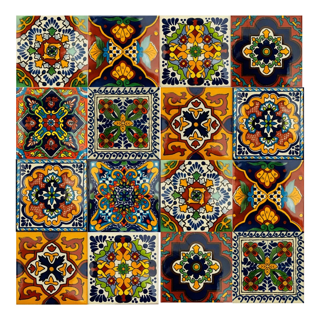 AZULEJOS DECORADO DE TALAVERA VIBRALTA  CAJA 90 PZAS 10X10CM DOLORES HIDALGO