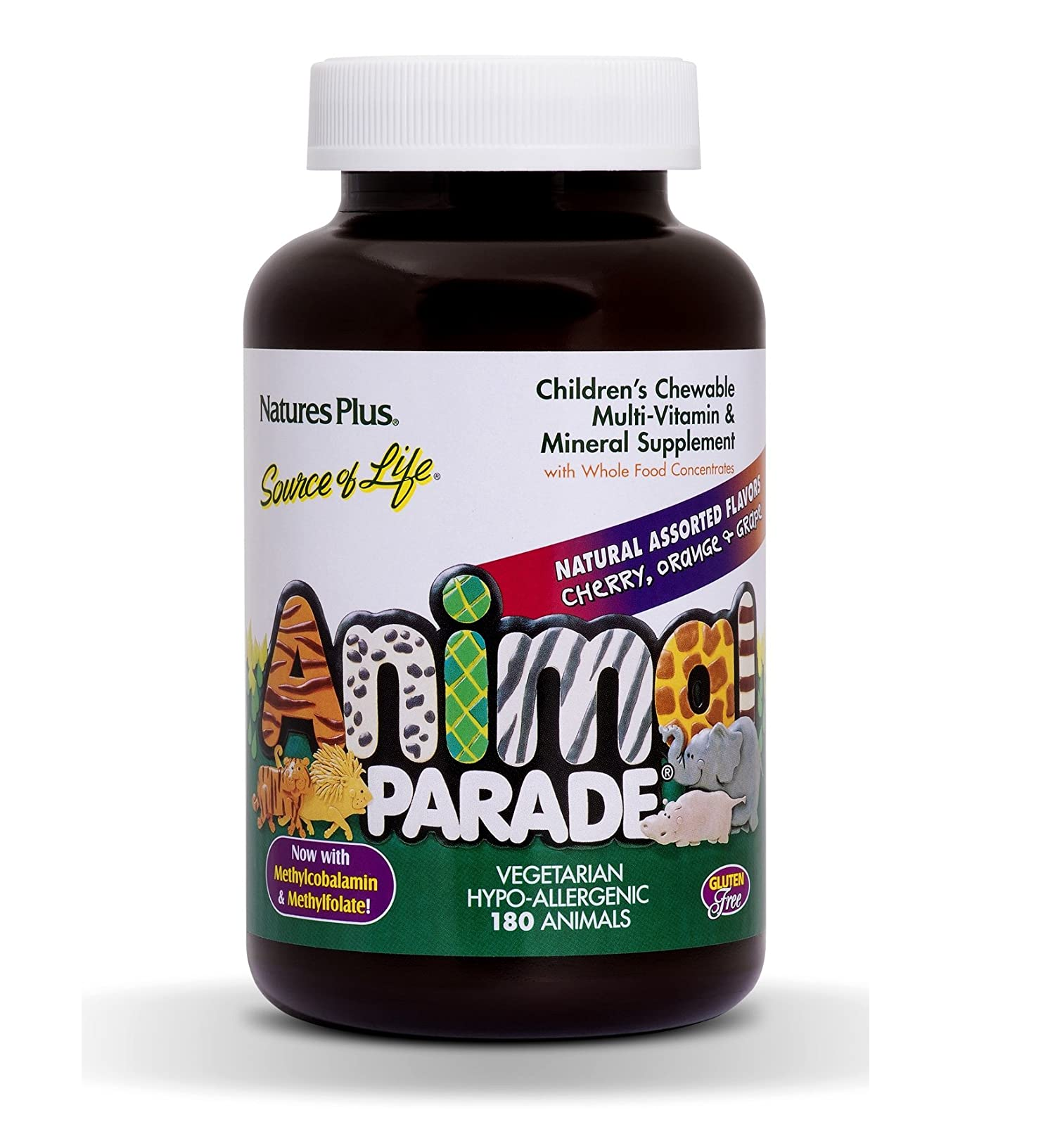 Multivitamínico masticable para niños, 180 tabletas en forma de animal 8.8 Onzas