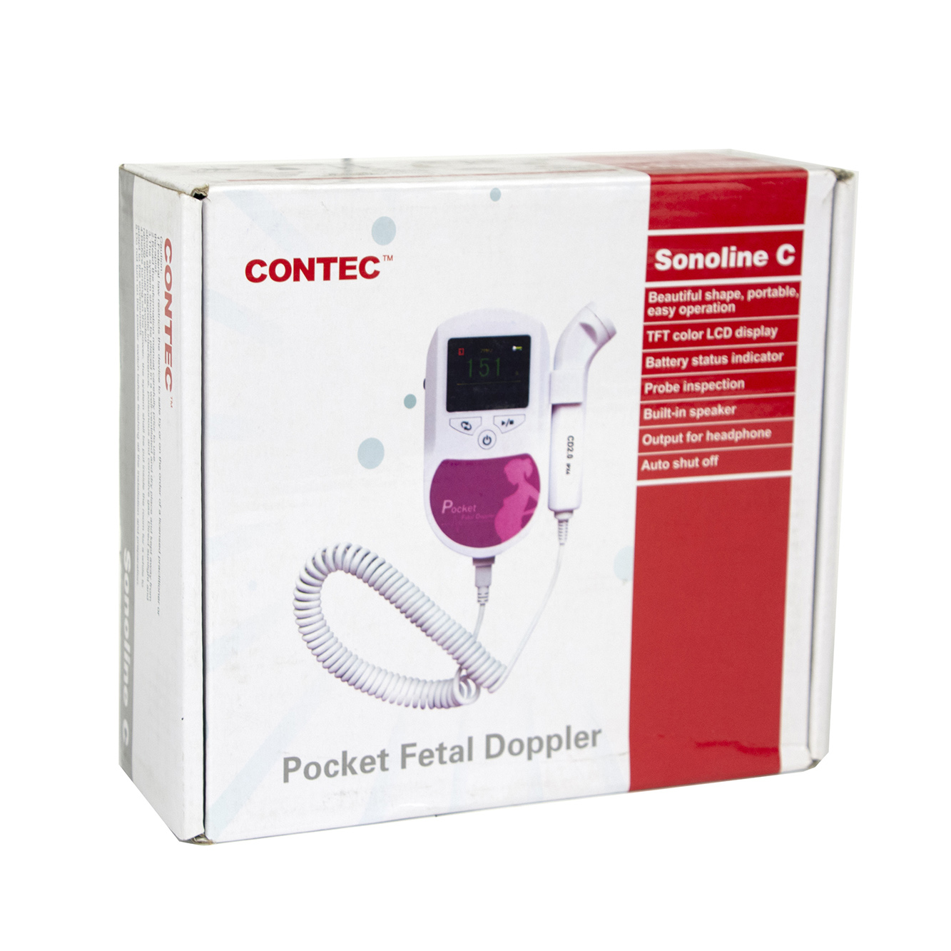 Doppler Fetal de bolsillo, Monitor de corazón Prenatal LCD a Color, sonda de 3Mhz
