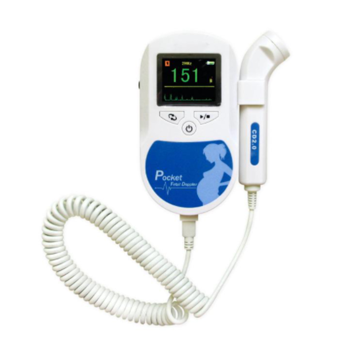 Doppler Fetal de bolsillo, Monitor de corazón Prenatal LCD a Color, sonda de 3Mhz
