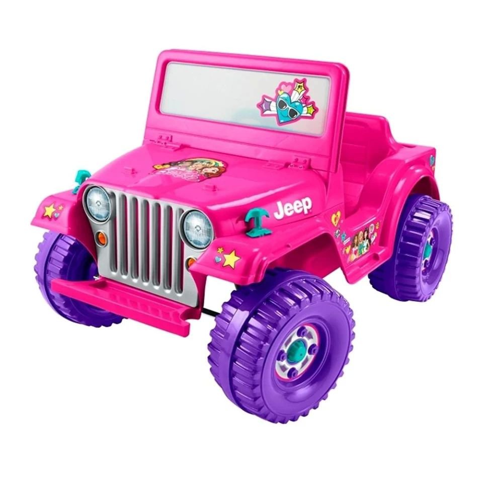 Montable  Barbie Jeep Wrangler 6 volts rosa