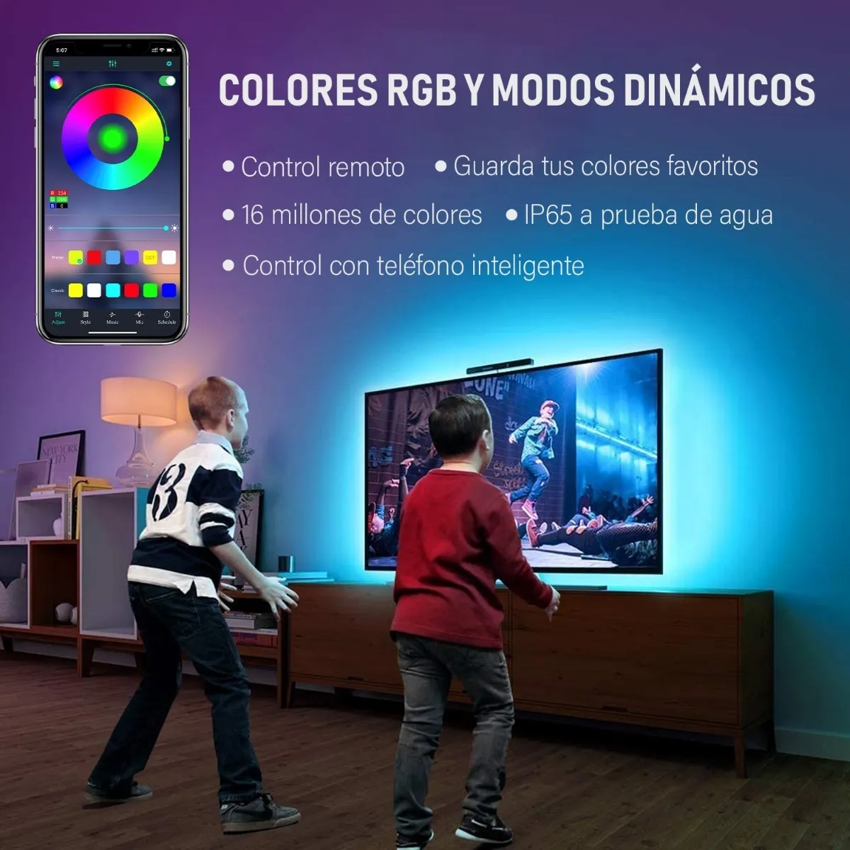 Tira De Luces Led De 2 Metros Usb Control Por Bluetooth