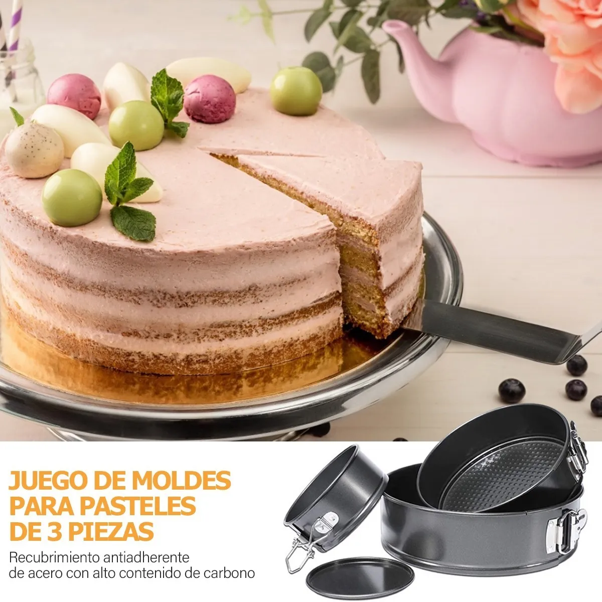 Moldes Pasteles Repostería Desmontables Para Tartas 3 Piezas