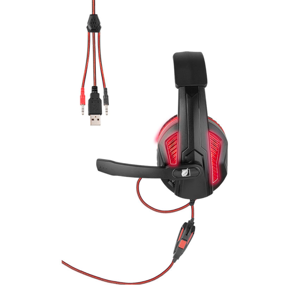 Audífonos Multimedia de Diadema Green Leaf 18-8303 Gamer Rojo/Negro ENDY1