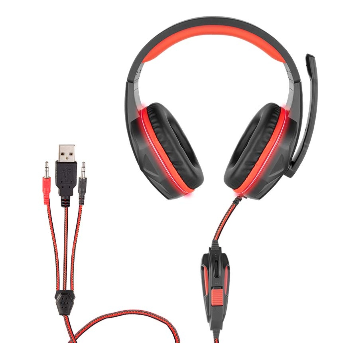 Audífonos Multimedia de Diadema Green Leaf 18-8303 Gamer Rojo/Negro ENDY1