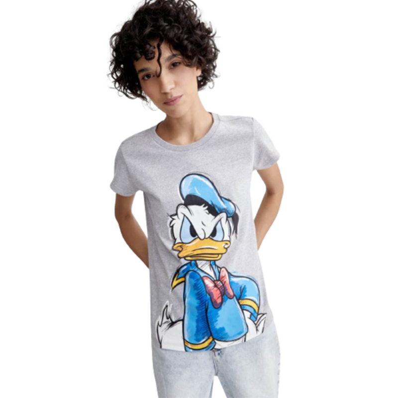 Playera para mujer de Disney, color gris, con el Pato Donald, mod. 1014988
