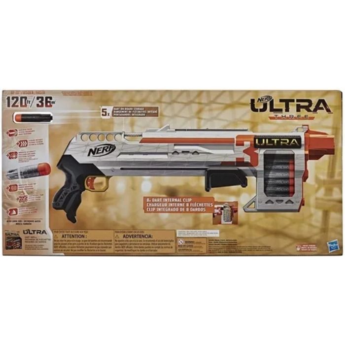 Nerf Lanzador Bombeo Ultra Three Clip Integrado + 8 Dardos