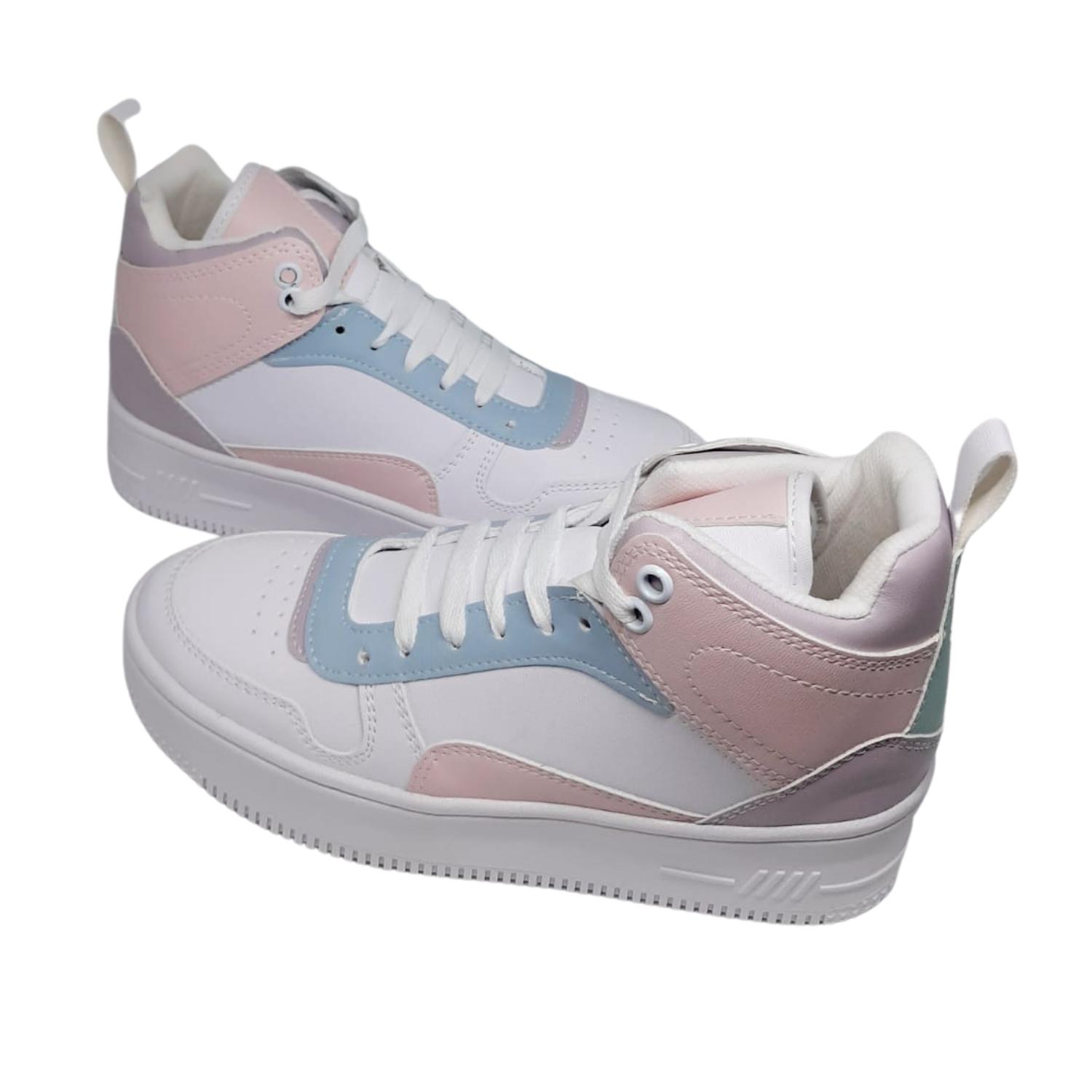 Tenis Bota Casual Color blanco/azul/rosa/morado/verde