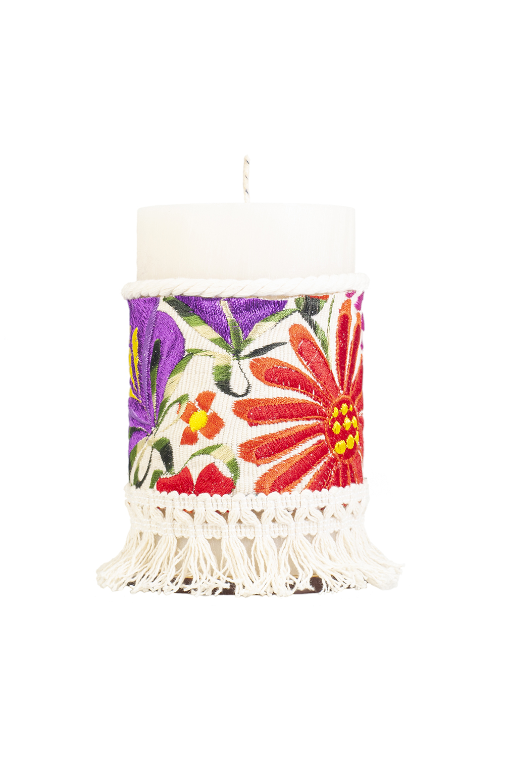 Vela Grande Aromática Decorativa ANGELOZANO Telar Flores Hueso Grande