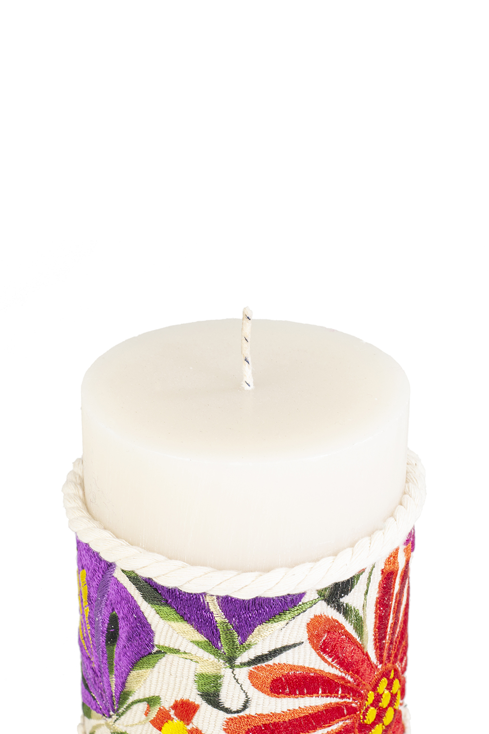 Vela Grande Aromática Decorativa ANGELOZANO Telar Flores Hueso Grande