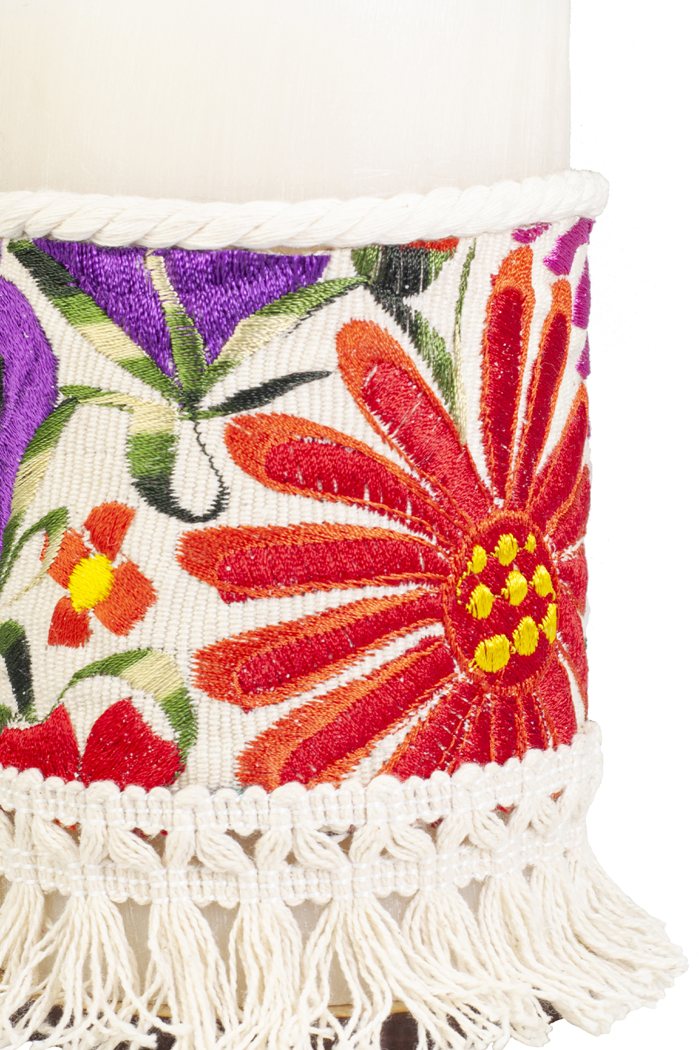 Vela Grande Aromática Decorativa ANGELOZANO Telar Flores Hueso Grande