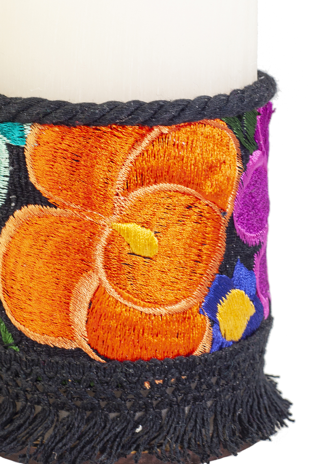 Vela Grande Aromática Decorativa ANGELOZANO Telar Flores Negro