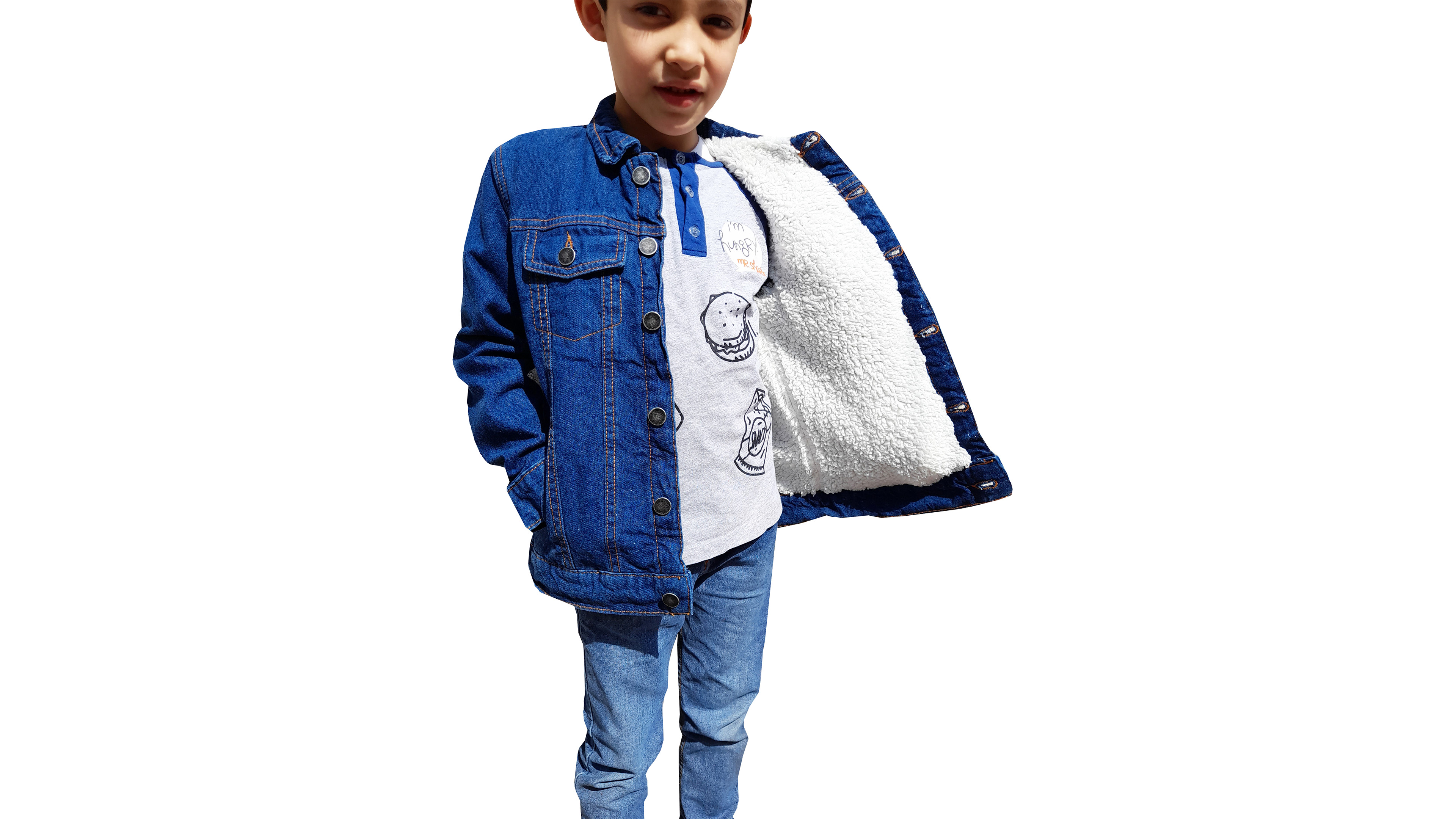 Chamarra de Mezclilla stretch con cubierta tipo borrega para Niños y Bebés