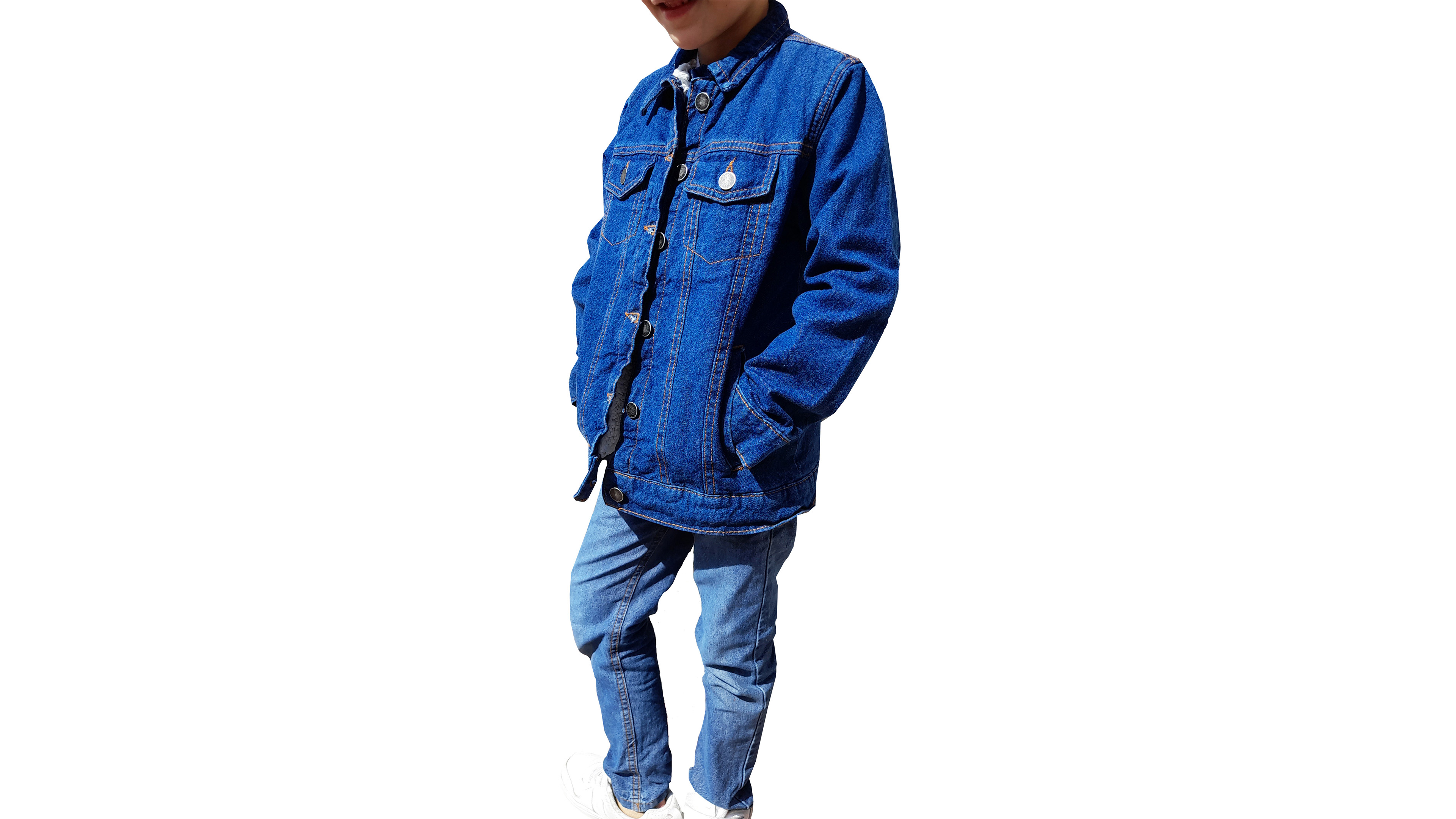 Chamarra de Mezclilla stretch con cubierta tipo borrega para Niños y Bebés