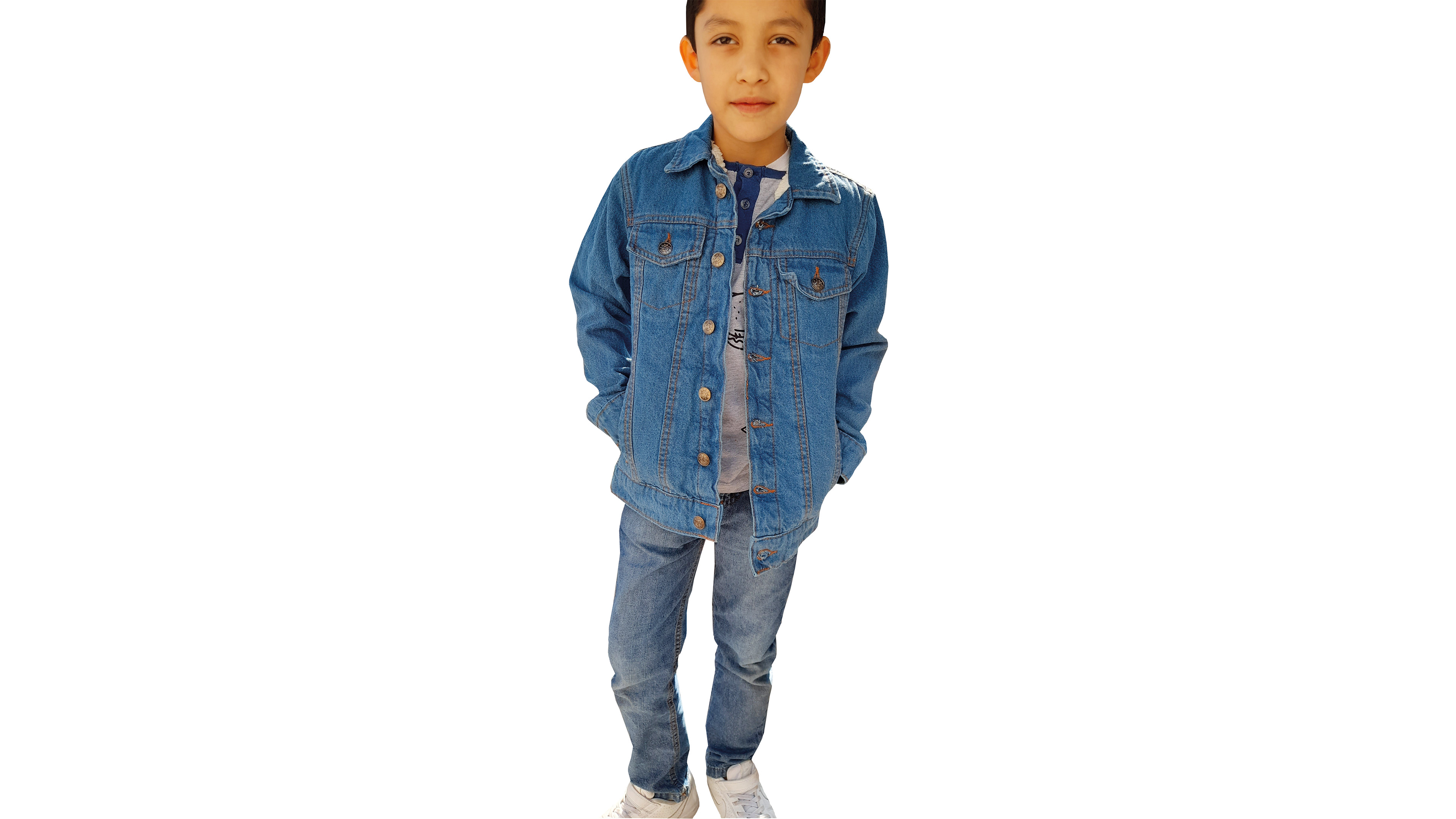 Chamarra de Mezclilla stretch con cubierta tipo borrega para Niños y Bebés