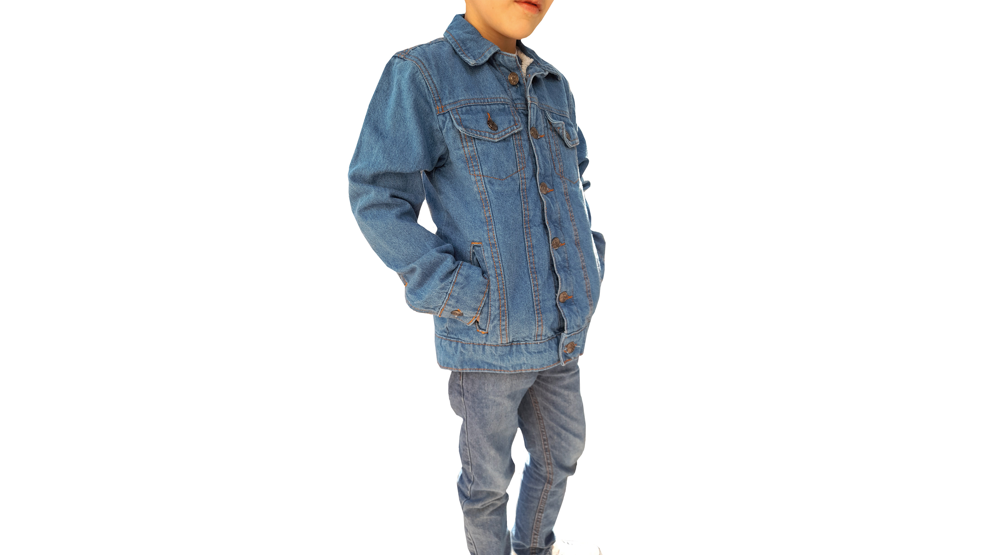 Chamarra de Mezclilla stretch con cubierta tipo borrega para Niños y Bebés